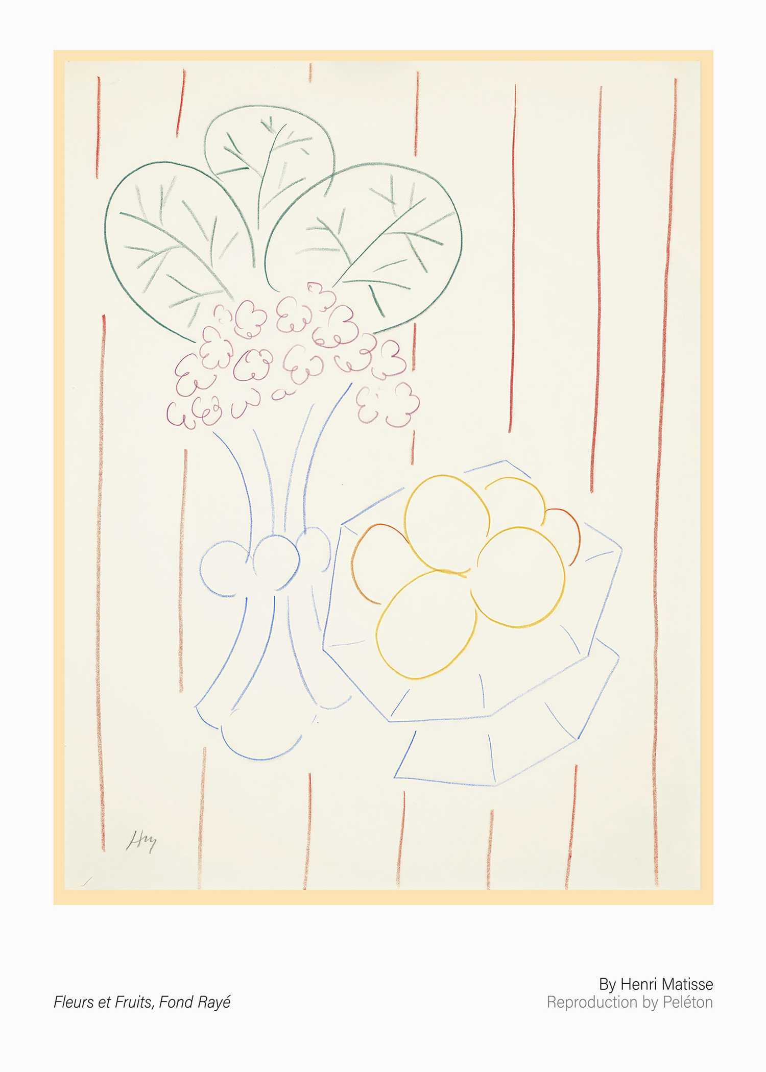 Fleurs et Fruits, Fond Rayé